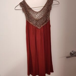 Elegant Brown Crochet Women's Top